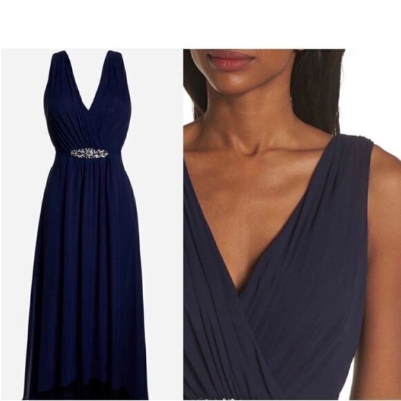 Eliza J NWT Embellished High/Low Chiffon Dress in
Navy Size 8 - Picture 5 of 9